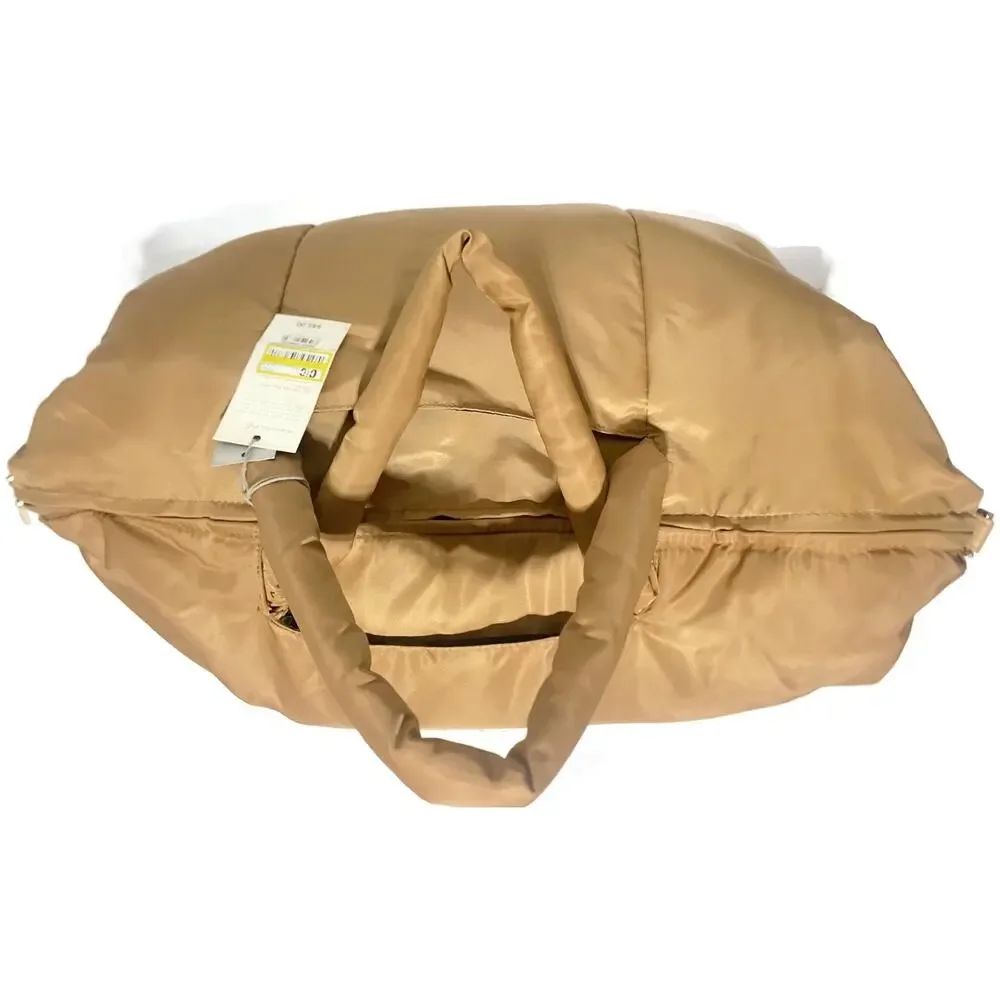 A New Day Brown Soft Puff Weekender Bag Athleisure Travel Duffel 23x15x10 NWT